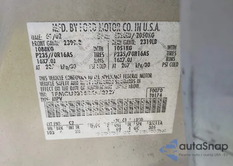 2003 Ford Escape Xlt z USA, uszkodzony, nr VIN 1FMCU93163KA62727